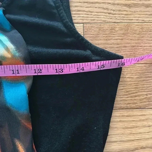 ❤️2/$50❤️[S]Papillon Black Jersey Tank Tunic Dress with Watercolor Print Overlay - Picture 10 of 11